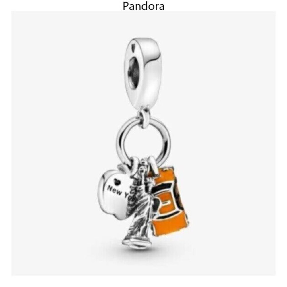 Symbols of New York City Dangle Charm For Pandora Bracelet Sterling Silver